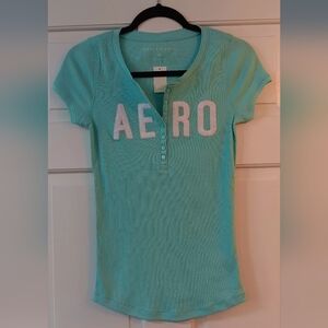Aeropostale Teal Blue Short Sleeve Ribbed Tee NWT